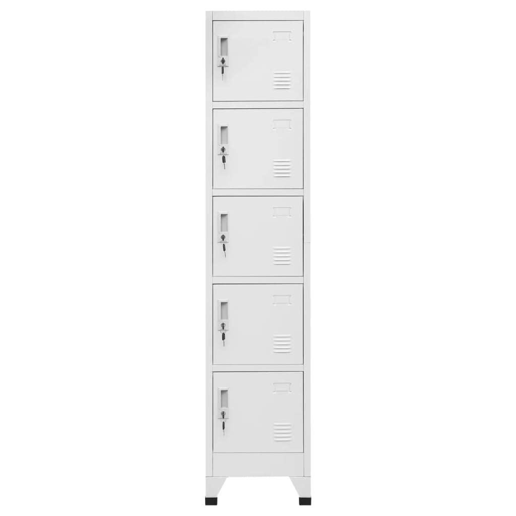 Vidaxl Steel Locker Cabinet - Geared With Lockable Doors, Air Vents And Name Tag Holders - Ideal For Schools And Offices - Light Gray, Ample Storage Space - 15"X15.7"X70.9”