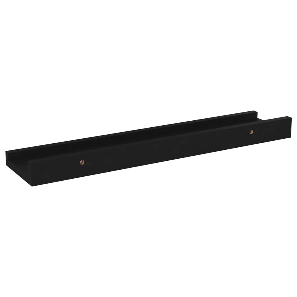 vidaXL Modern Wall Shelves - Set of 4, Black, MDF Material, 15.7&quot;x3.5&quot;x1.2&quot;, Easy to Clean for Books, Collectables & Decor