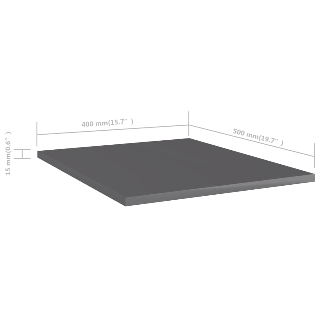 vidaXL Bookshelf Boards Floating Shelf 8 Pcs - High Gloss Gray - Engineered Wood - 15.7" x 19.7" x 0.6" - Versatile & Stylish Storage Solution