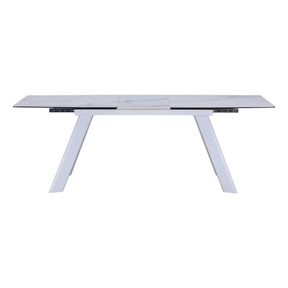 Neos Modern Furniture Gloss Ceramic with Tempered Glass top and White Legs