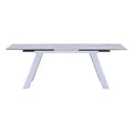 Neos Modern Furniture Gloss Ceramic with Tempered Glass top and White Legs