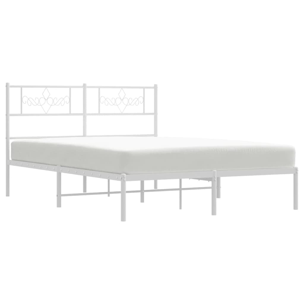 vidaXL Robust White Metal Bed Frame with Elegant Headboard