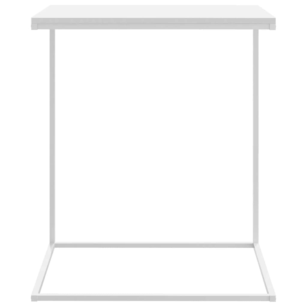 vidaXL Modern C-Shaped Side Table, White Engineered Wood and Iron, Compact and Functional Furniture for Living Room, Office, Lounge, Indoor Use