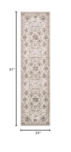 HomeRoots Decor 2' x 7'7' Runner Polypropelene Ivory Area Rug