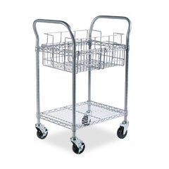 Safco Heavy-Duty Steel Wire Mail Cart Cart,Mail,26 3/4,Mgy (Pack Of2)