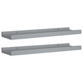 vidaXL Wall-Mounted Picture Frame Ledge Shelves - Set of 2, Gray MDF Design, Ideal for Displaying Frames and Decorations - Modern Style, 15.7"x3.5"x1.2"
