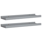vidaXL Wall-Mounted Picture Frame Ledge Shelves - Set of 2, Gray MDF Design, Ideal for Displaying Frames and Decorations - Modern Style, 15.7"x3.5"x1.2"