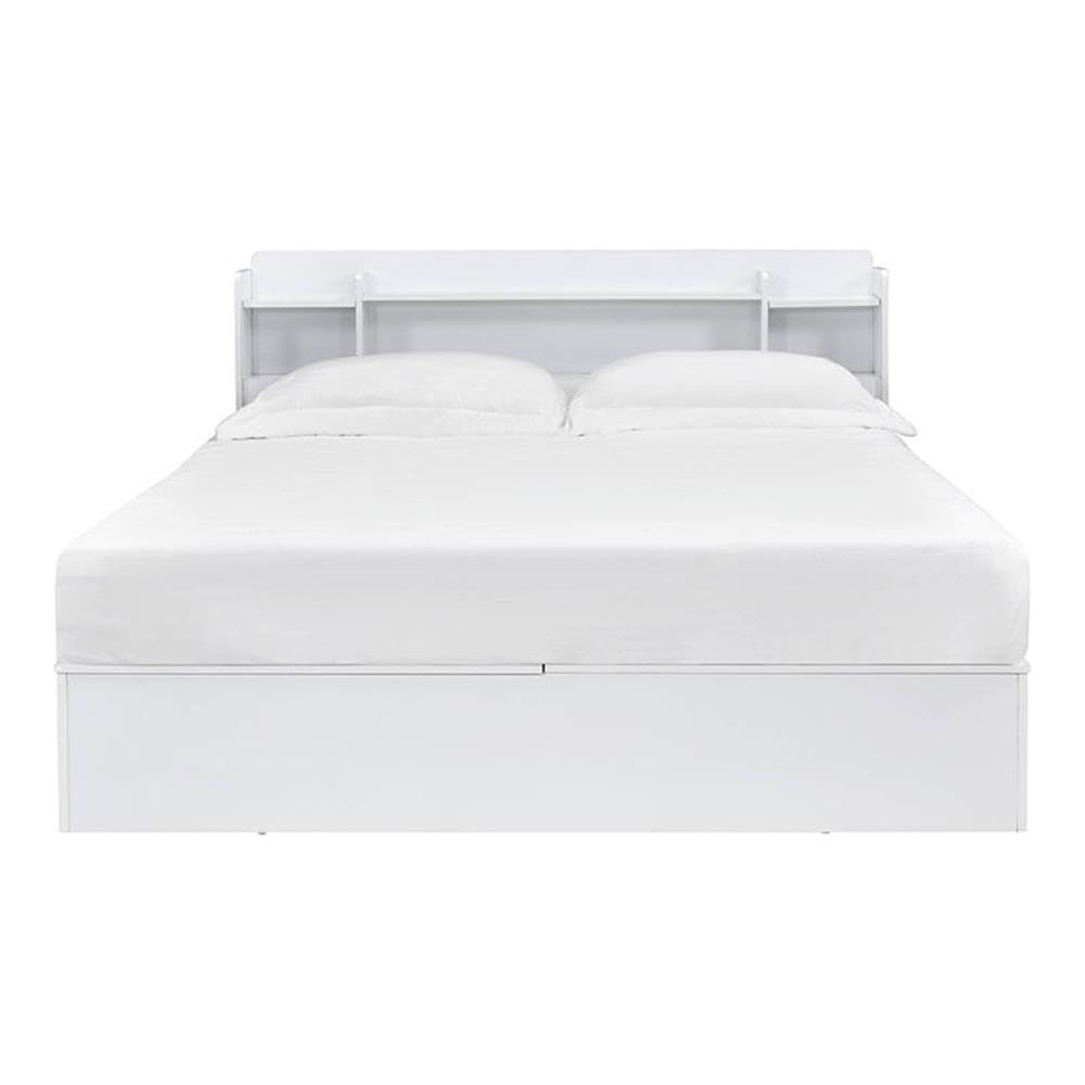 Acme Perse Wood Queen Platform Bed with Under Storage in White