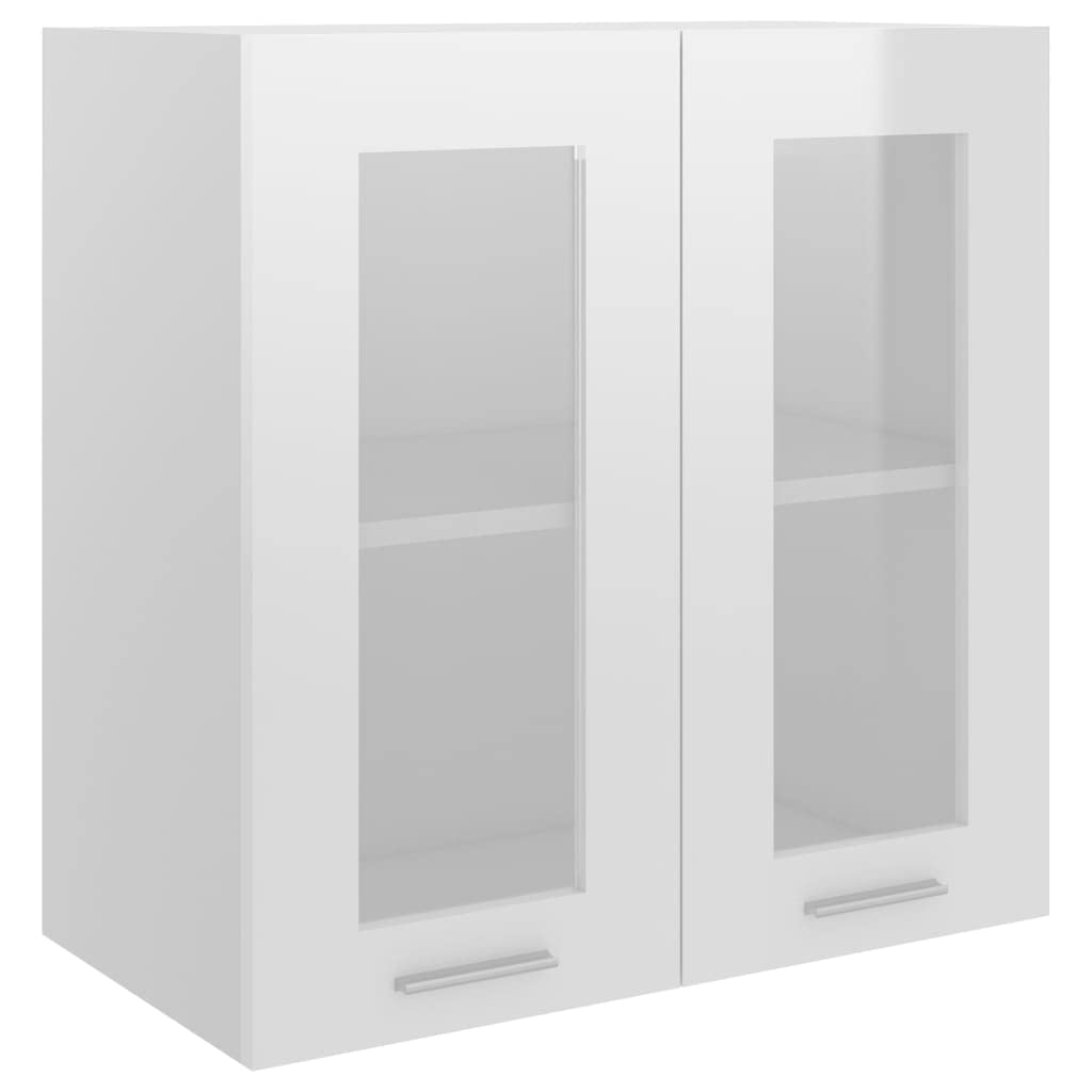 vidaXL Hanging Glass Cabinet High Gloss White 23.6&quot;x12.2&quot;x23.6&quot; Engineered Wood