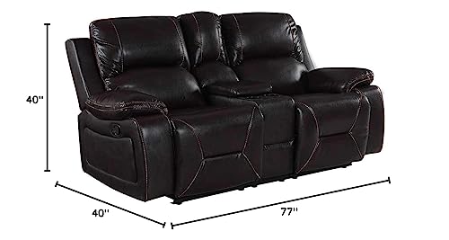 HomeRoots 40' Classy Brown Leather Loveseat