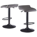 Ergode Wood Tarah Adjustable Swivel Stools - Slate Gray Faux Leather Seat, Height Adjustable, Backless Cushioned Seats, 360-Degree Swivel, Sturdy Metal Construction - Set of 2