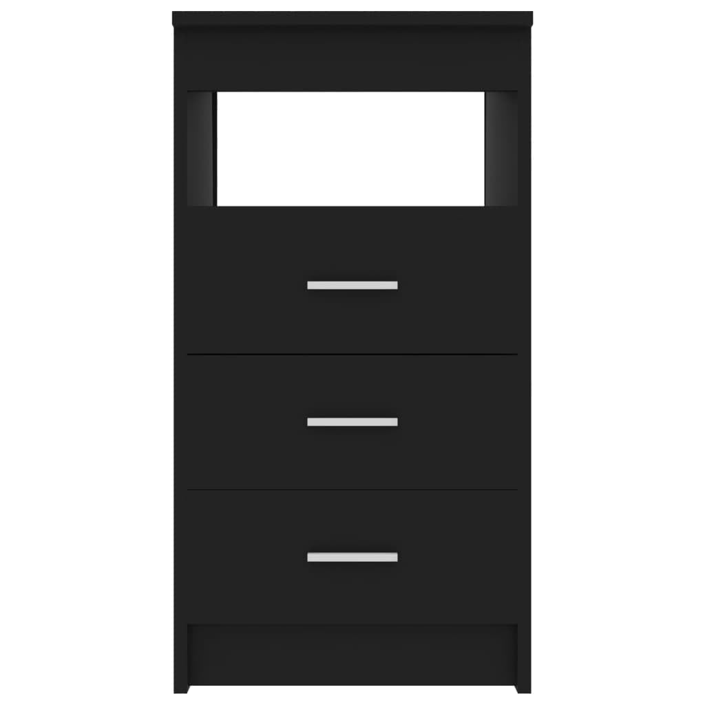 vidaXL Drawer Cabinet Black 15.7&quot;x19.7&quot;x29.9&quot; Chipboard