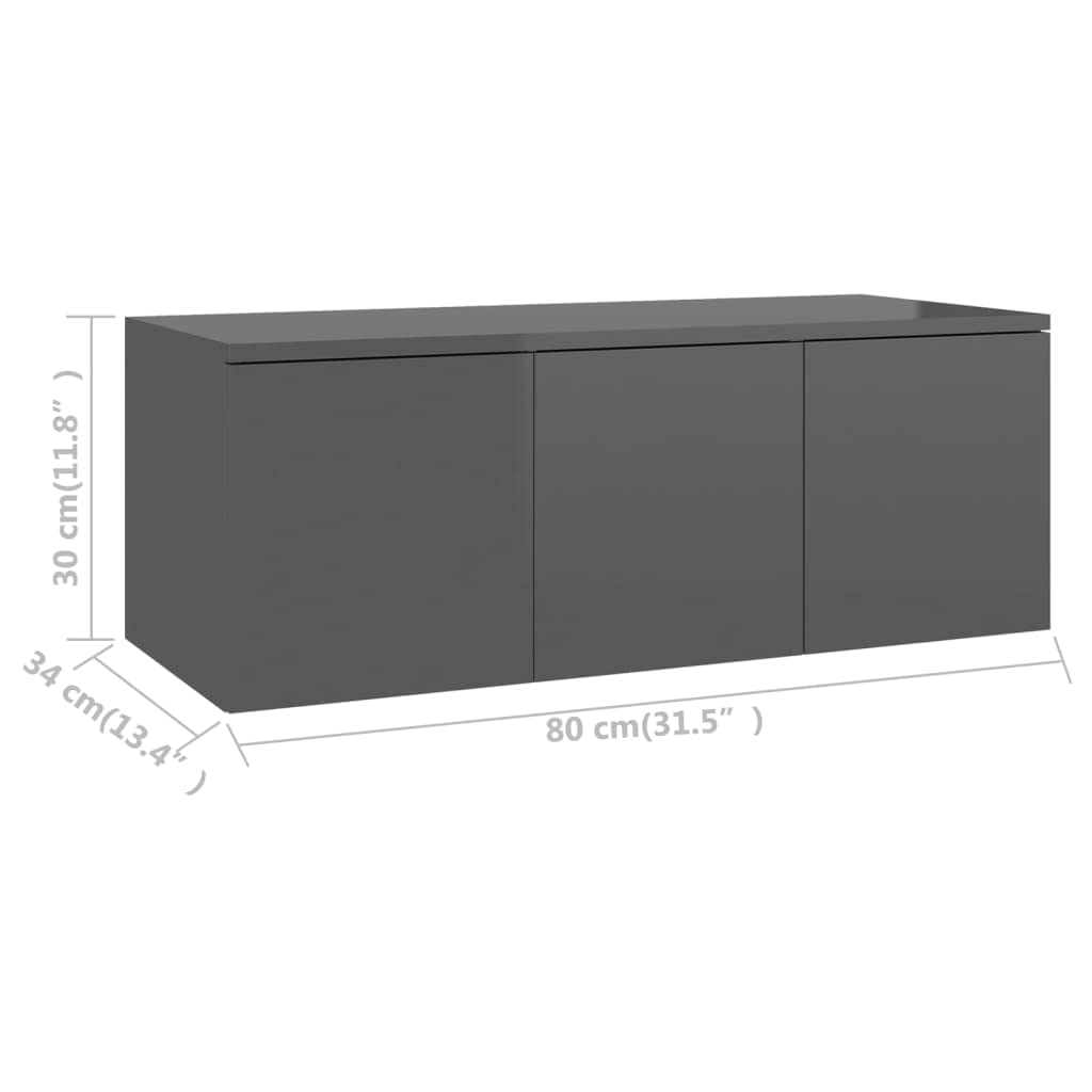 TV Cabinet High Gloss Gray 31.5&quot;x13.4&quot;x11.8&quot; Chipboard