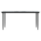 Black Garden Dining Table 160x80x74 Steel and Tempered Glass
