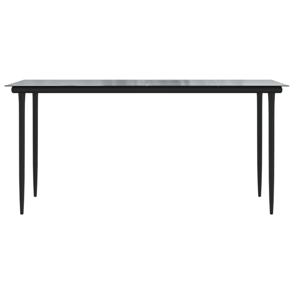 Black Garden Dining Table 160x80x74 Steel and Tempered Glass