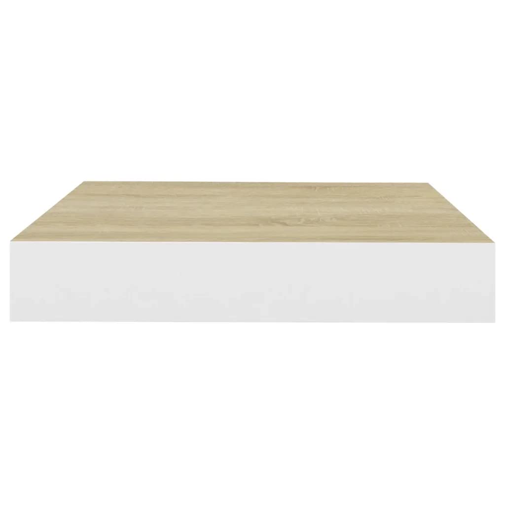 Furniking Floating Wall Shelf Oak and White 9.1&quot;x9.3&quot;x1.5&quot; MDF
