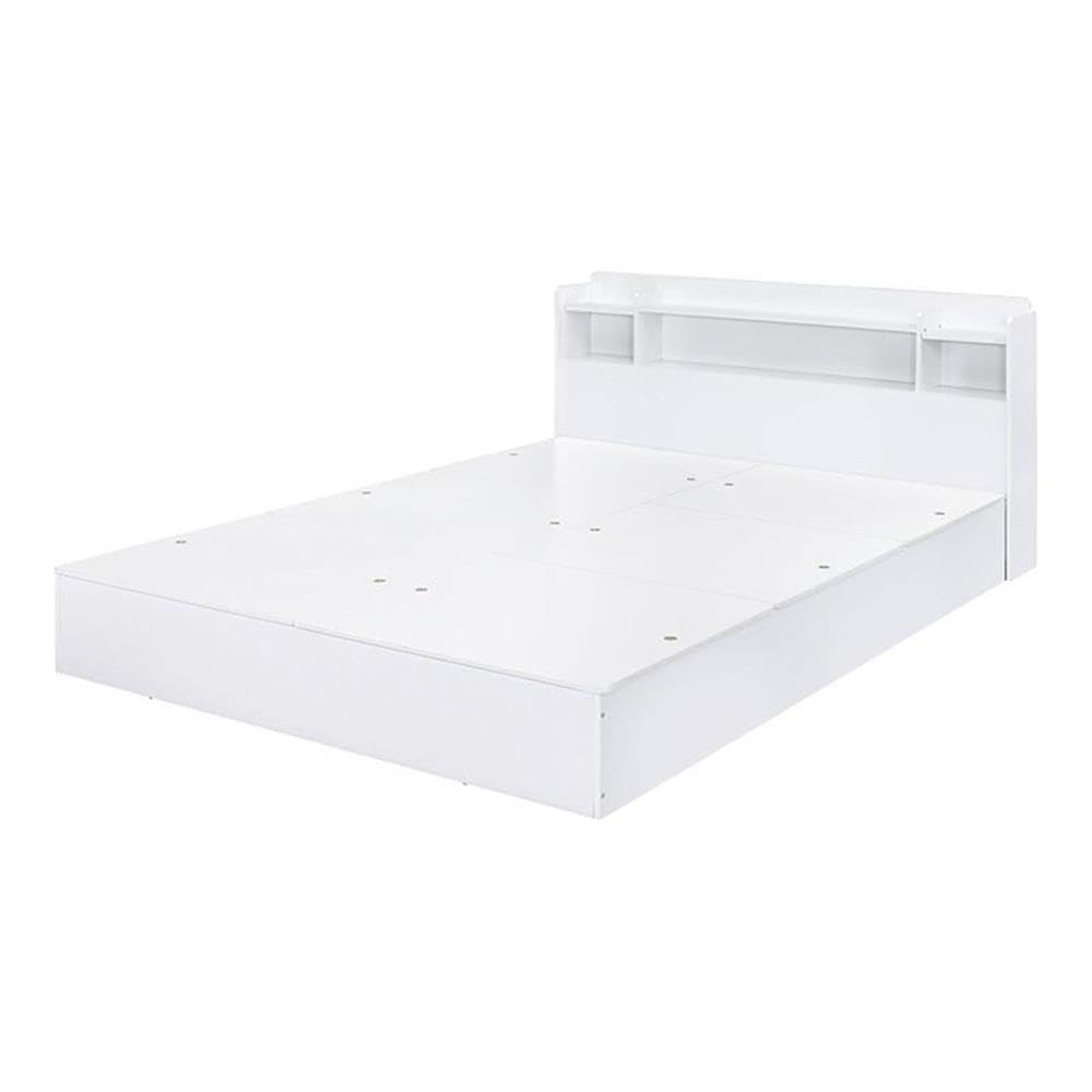 Acme Perse Wood Queen Platform Bed with Under Storage in White