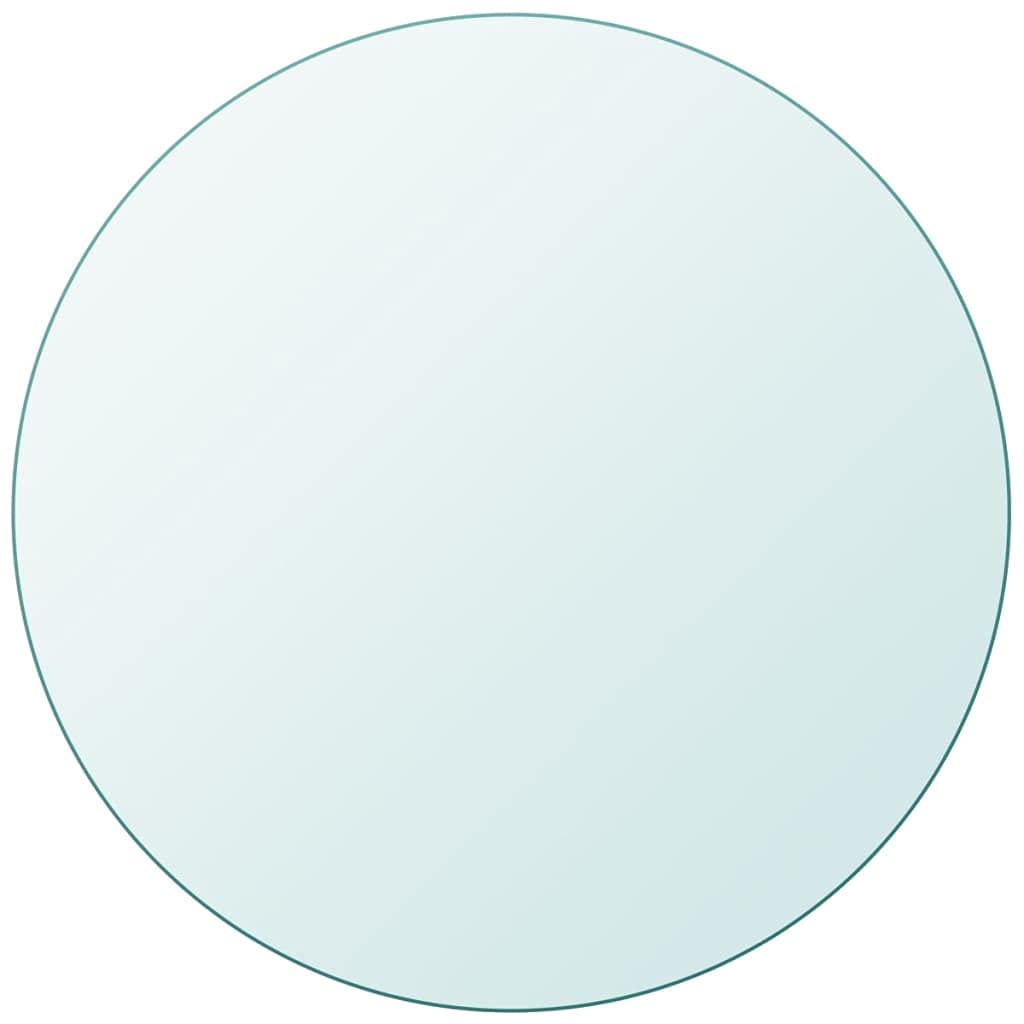 vidaXL Transparent Tempered Glass Table Top - Round 19.7" - Easy to Clean, Scratch-Free, Ideal for Dining Table, Coffee Table & Garden Table