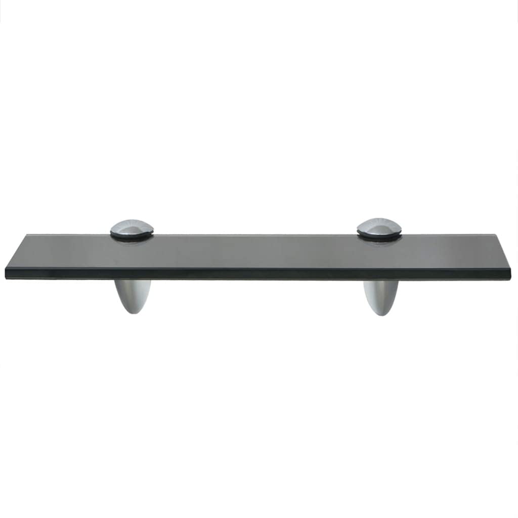 vidaXL Floating Shelves in Tempered Safety Glass - Contemporary Wall Mounted Display Shelf, Black, 23.6&quot; X 7.9&quot;