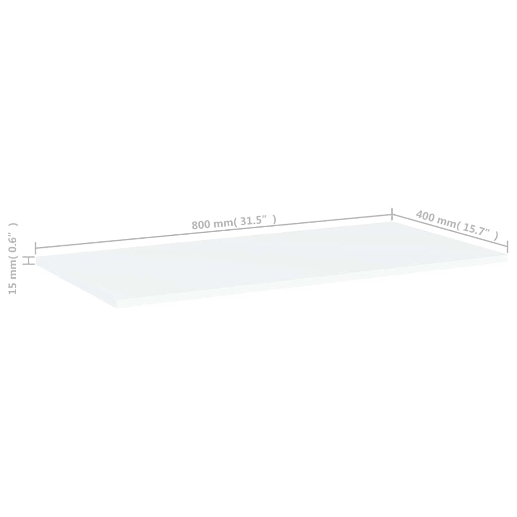 vidaXL Bookshelf Boards, Pack of 4, White, Simplistic Design, Convenient Size, Engineered Wood - Versatile Shelves for Extra Storage or Replacement