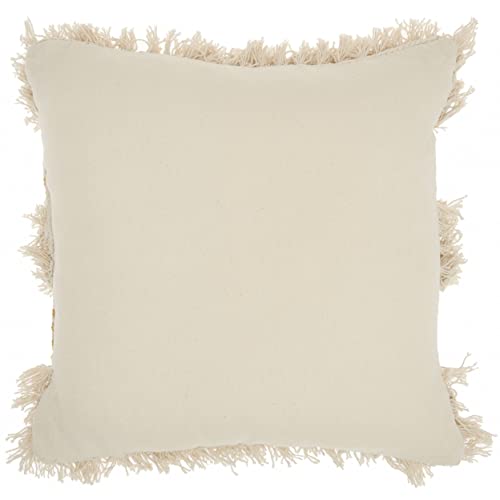 HomeRoots 100% Cotton Mustard Diamond Patterned Throw Pillow