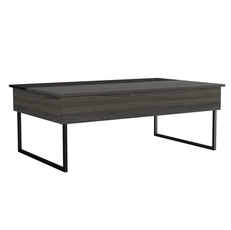 HomeRoots 49' Black Manufactured Wood Rectangular Lift Top Coffee Table