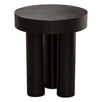 Rune 16 Inch Round End Table with Iron Leg Base in Black