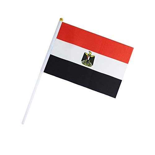 50 Pack Hand Held Small Mini Flag Egypt Flag Egyptian Flag Stick Flag Round Top National Country Flags,Party Decorations Supplie