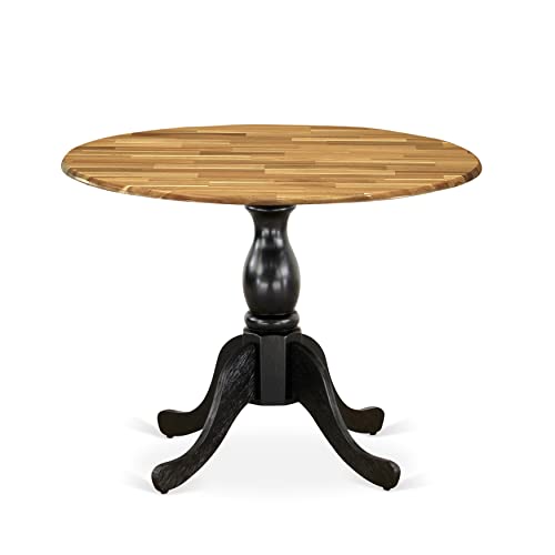 East West Furniture Dst-Nbk-Tp Dublin Kitchen Dining Table - A Round Wooden Table Top With Dropleaf & Pedestal Base, 42X42 Inch, Multi-Color