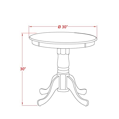 East West Furniture Est-Mbl-Tp Eden Dining Table - A Round Kitchen Table Top With Pedestal Base, 30X30 Inch, Mahogany & Black