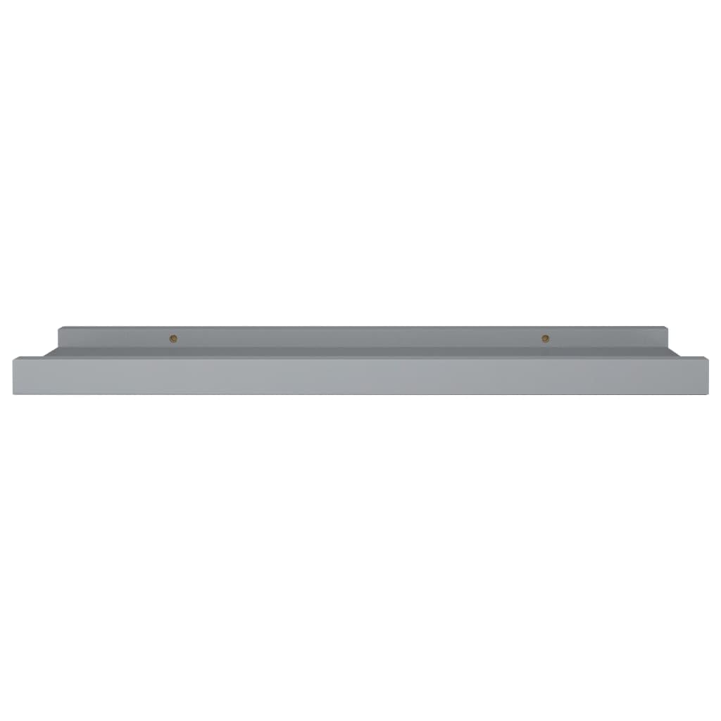 vidaXL Wall-Mounted Picture Frame Ledge Shelves - Set of 2, Gray MDF Design, Ideal for Displaying Frames and Decorations - Modern Style, 15.7"x3.5"x1.2"