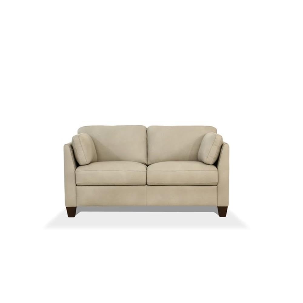 Acme Matias Leather Loveseat in Dusty White