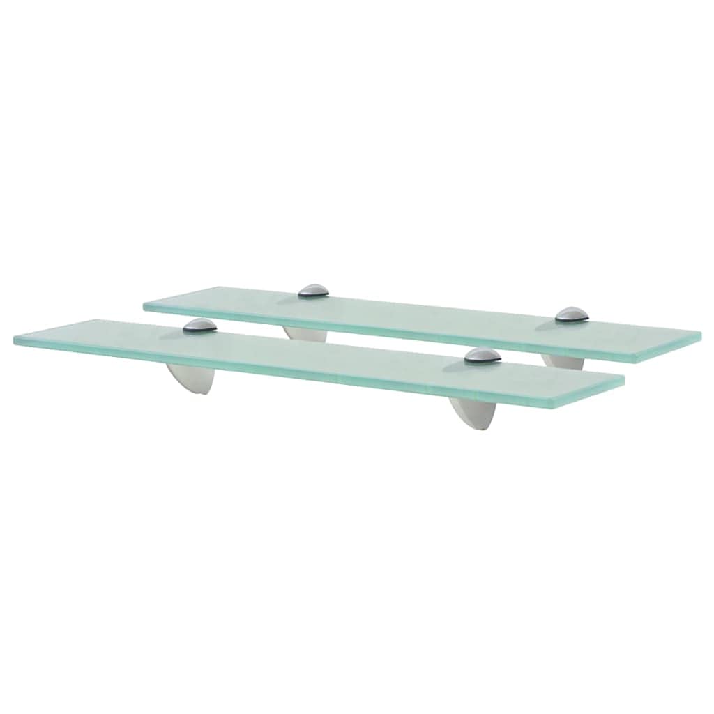 vidaXL Floating Glass Shelves - Set of 2 - Modern Decorative Wall-Mounting Display - Durable and Sturdy Zinc Alloy Brackets - Suitable for Any Room Decor