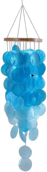 Craftcurl Capiz Melodious Chime - Home Decor Wind Chime Round Shape - Blue Colored Capiz Shells Wind Chime - Relaxed, Comfortabl