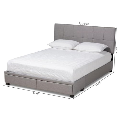 Baxton Studio Netti Fabric Upholstered Queen Platform Storage Bed
