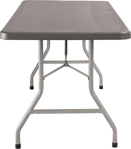 National Public Seating 30&quot; X 72&quot; Plastic Folding Table - Adjustable, Heavy-Duty, Portable, Indoor/Outdoor Table For Office, Camping, Events & Parties – Scratch & Heat Resistant, Charcoal Gray