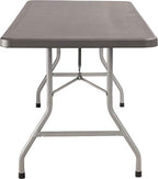 National Public Seating 30" X 72" Plastic Folding Table - Adjustable, Heavy-Duty, Portable, Indoor/Outdoor Table For Office, Camping, Events & Parties – Scratch & Heat Resistant, Charcoal Gray