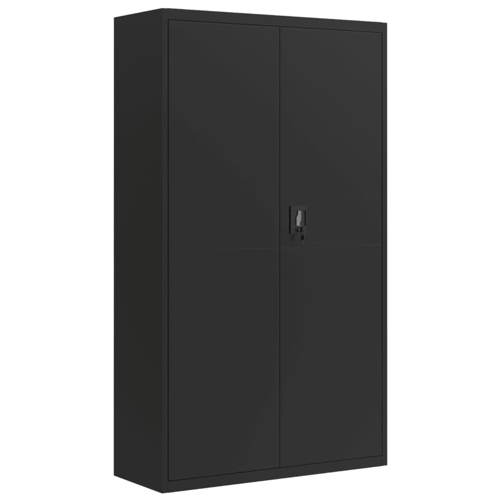 vidaXL Extra-Wide Lockable Filing Cabinet - Black Powder-Coated Steel with 4 Adjustable Shelves, Ample Storage Space, Ideal Office Furniture
