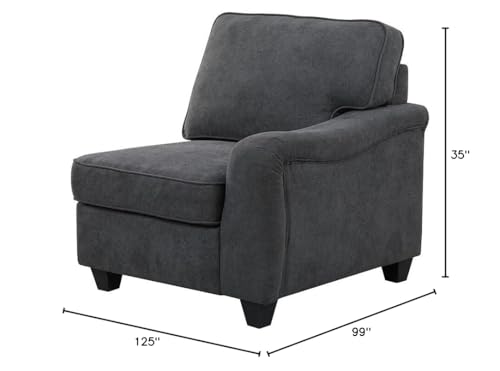 Lilola Home Leo Dark Gray Woven 7Pc Modular L-Shape Sectional Sofa and Ottoman