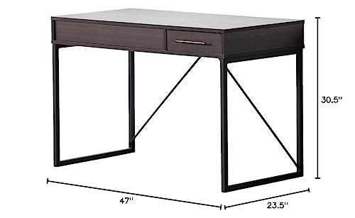 Juno Walnut Wood Standing Desk with Lift Top, Hidden Storage, and Drawer