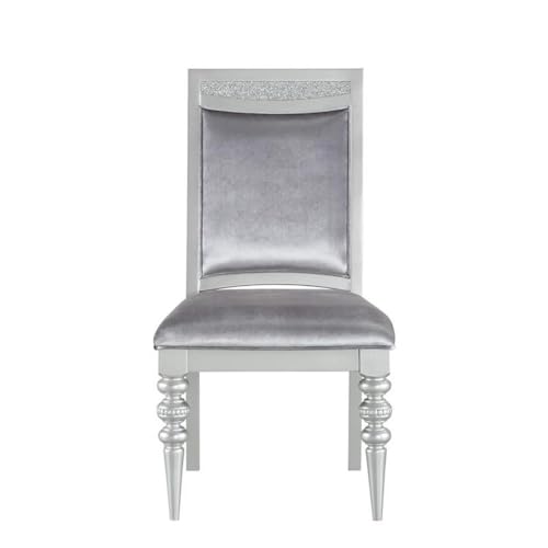 Acme Maverick Fabric Upholstered Side Chair in Platinum Gray Set of 2