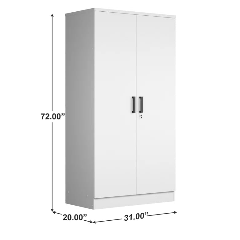 Woodpeckers Furniture And Mattress 2 Doors Wardrobe with Shelves (White)