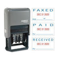 Self-Inking Message Dater, Paid/Faxed/Received, Blue/Red Qty:6