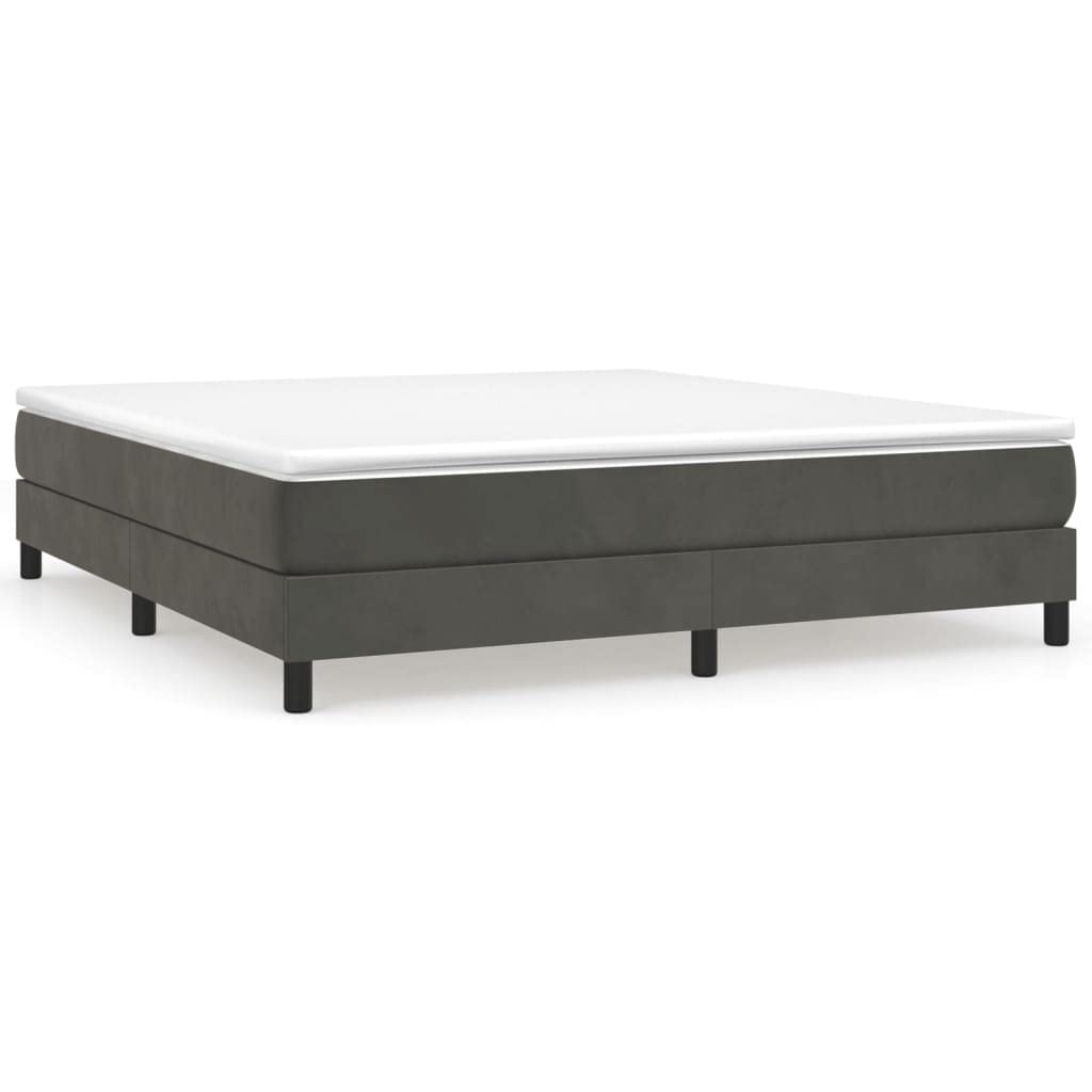 vidaXL Velvet Box Spring Bed Frame, King Sized, Dark Gray, 76&quot;x79.9&quot;, Engineered Wood, Easy Assembly, Comfortable & Durable
