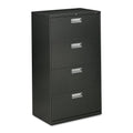 Hon 600 Series Standard Lateral Files W/Locks-4 Drawer Lateral File W/Lock, 30"X19-1/4"X53-1/4", Charcoal