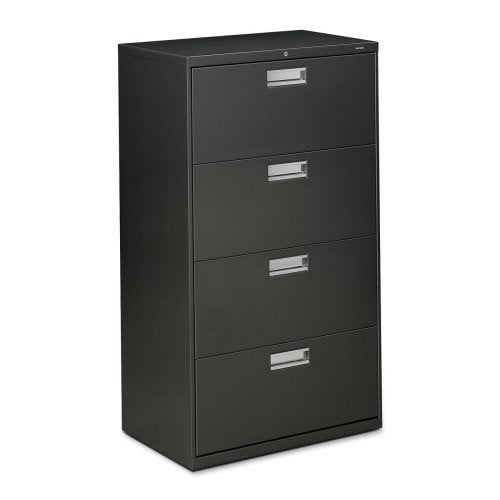 Hon 600 Series Standard Lateral Files W/Locks-4 Drawer Lateral File W/Lock, 30"X19-1/4"X53-1/4", Charcoal