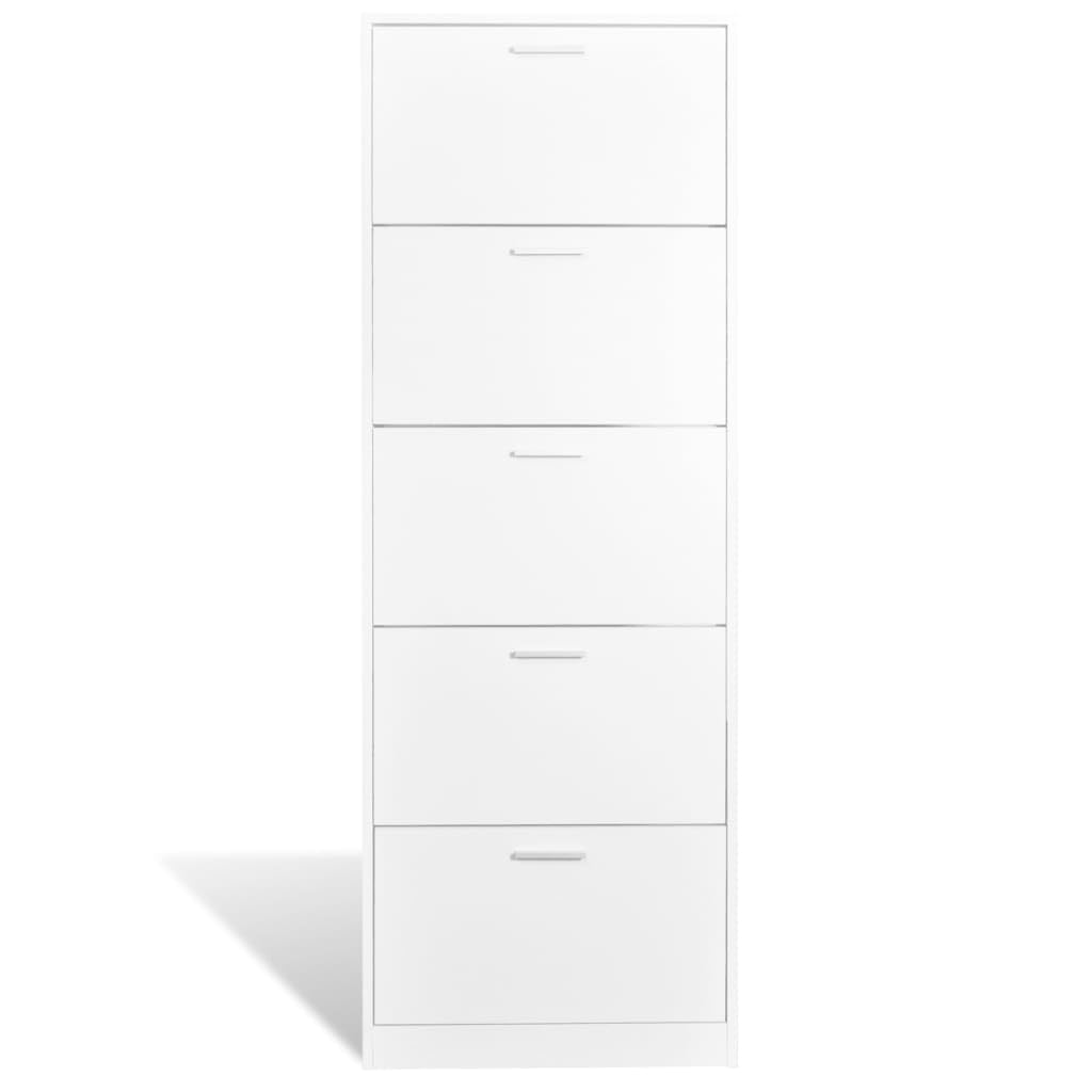 vidaXL Wooden Shoe Cabinet with 5 Compartments White