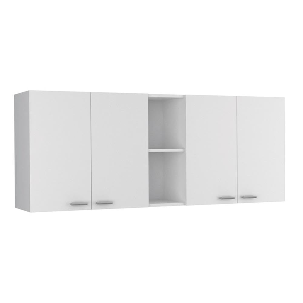 Tuhome Portofino 150 Wall Cabinet, Double Door, Two External Shelves, Two Interior Shelves -White