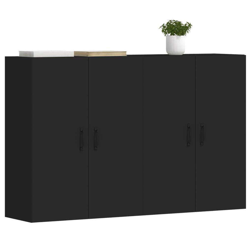 vidaXL Wall Mounted Cabinets 2 pcs, Bathroom Cabinet with Storage, Cupboard for Living Room, Wall Cabinet, Industrial Style, Black Engineered Wood