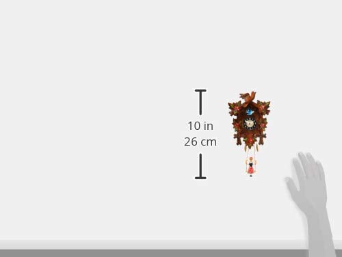Alexander Taron 0126-6Sq Engstler Battery-Operated Clock-Mini Size With Music/Chimes-6.75" H X 5" W X 2.75" D, Brown